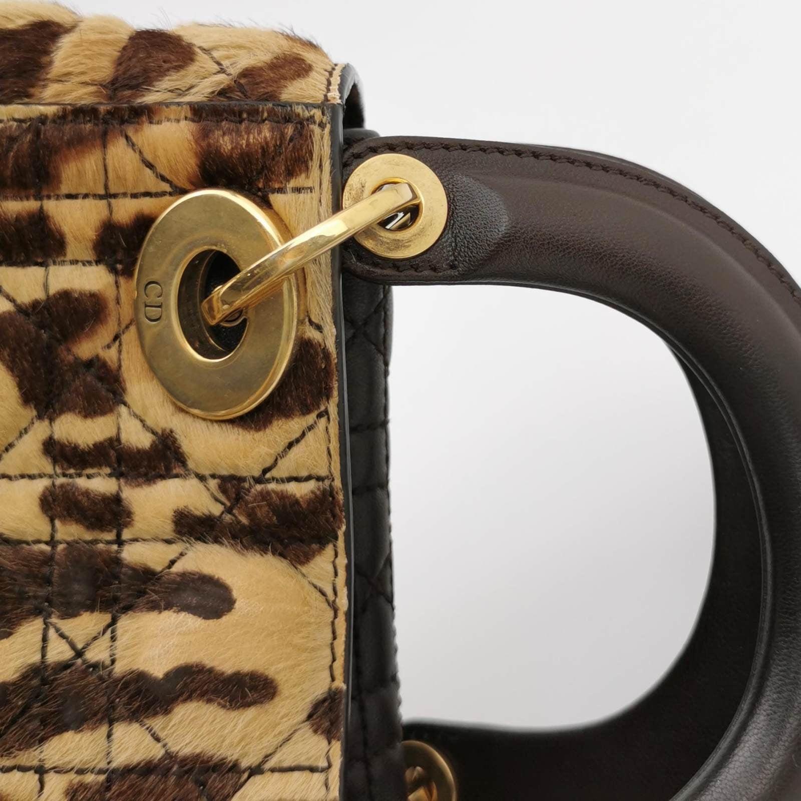 Lady Dior Mini Handbag Pony-style Calfskin Leather Leopard Print 10