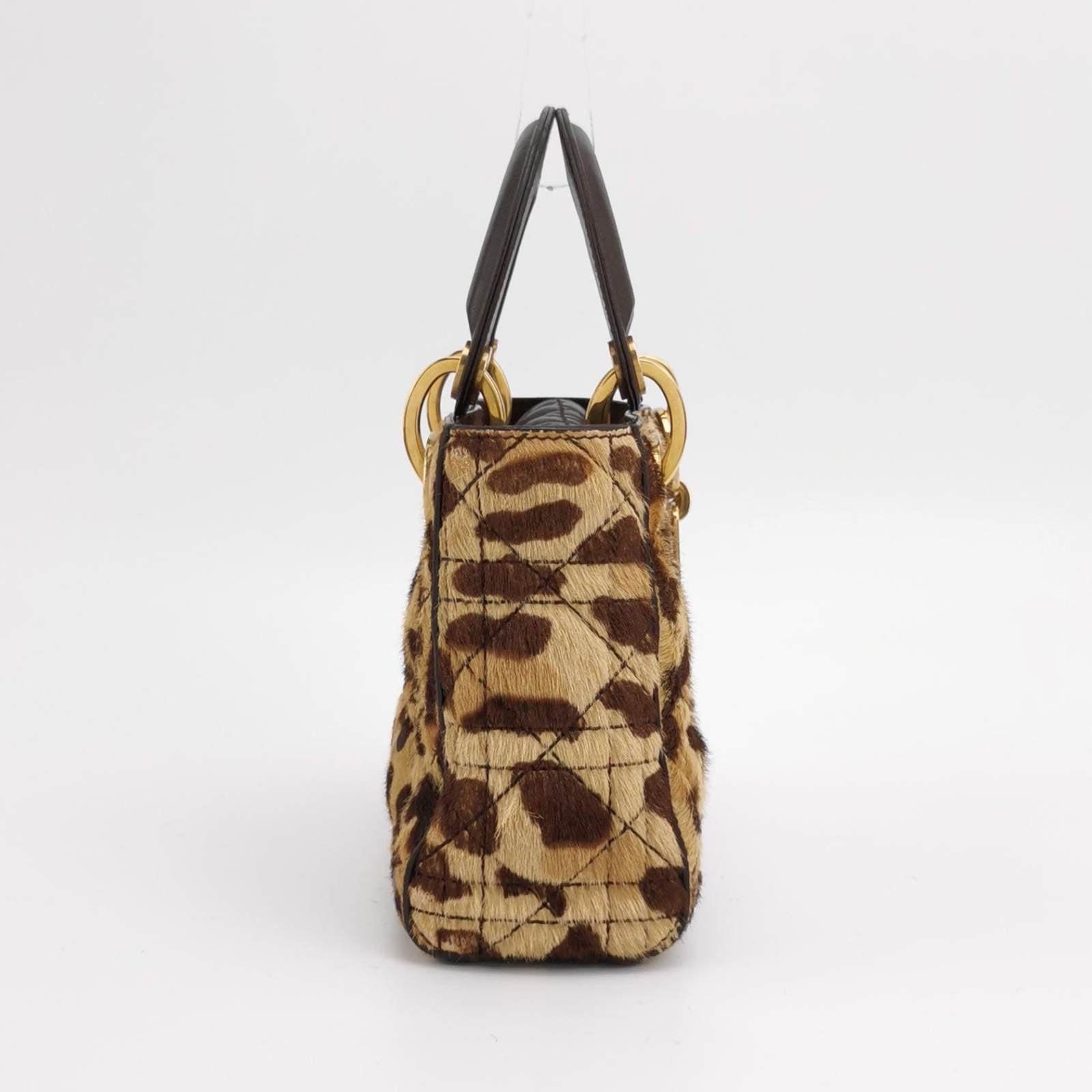 Lady Dior Mini Handbag Pony-style Calfskin Leather Leopard Print In Excellent Condition In AUBERVILLIERS, FR