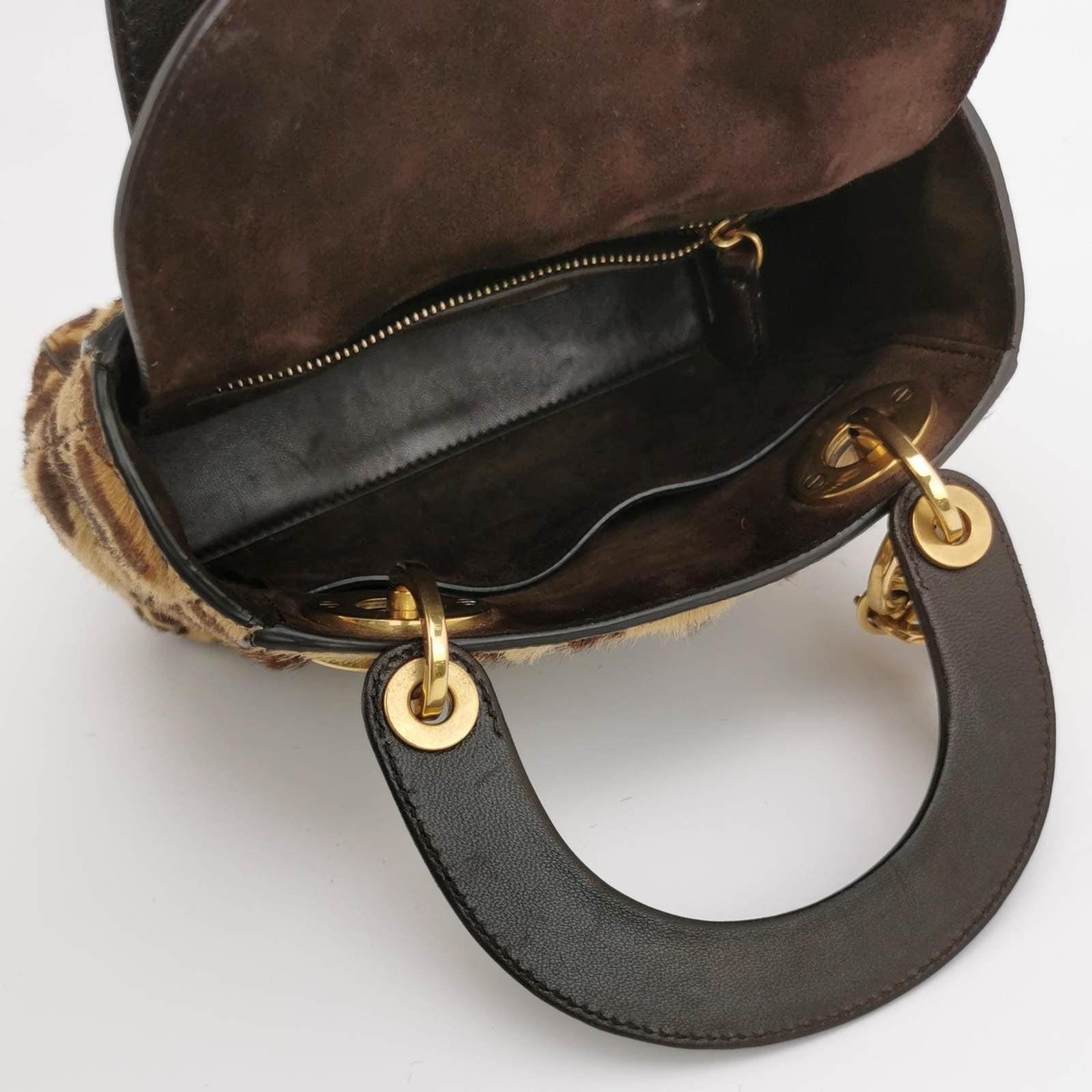 Women's Lady Dior Mini Handbag Pony-style Calfskin Leather Leopard Print