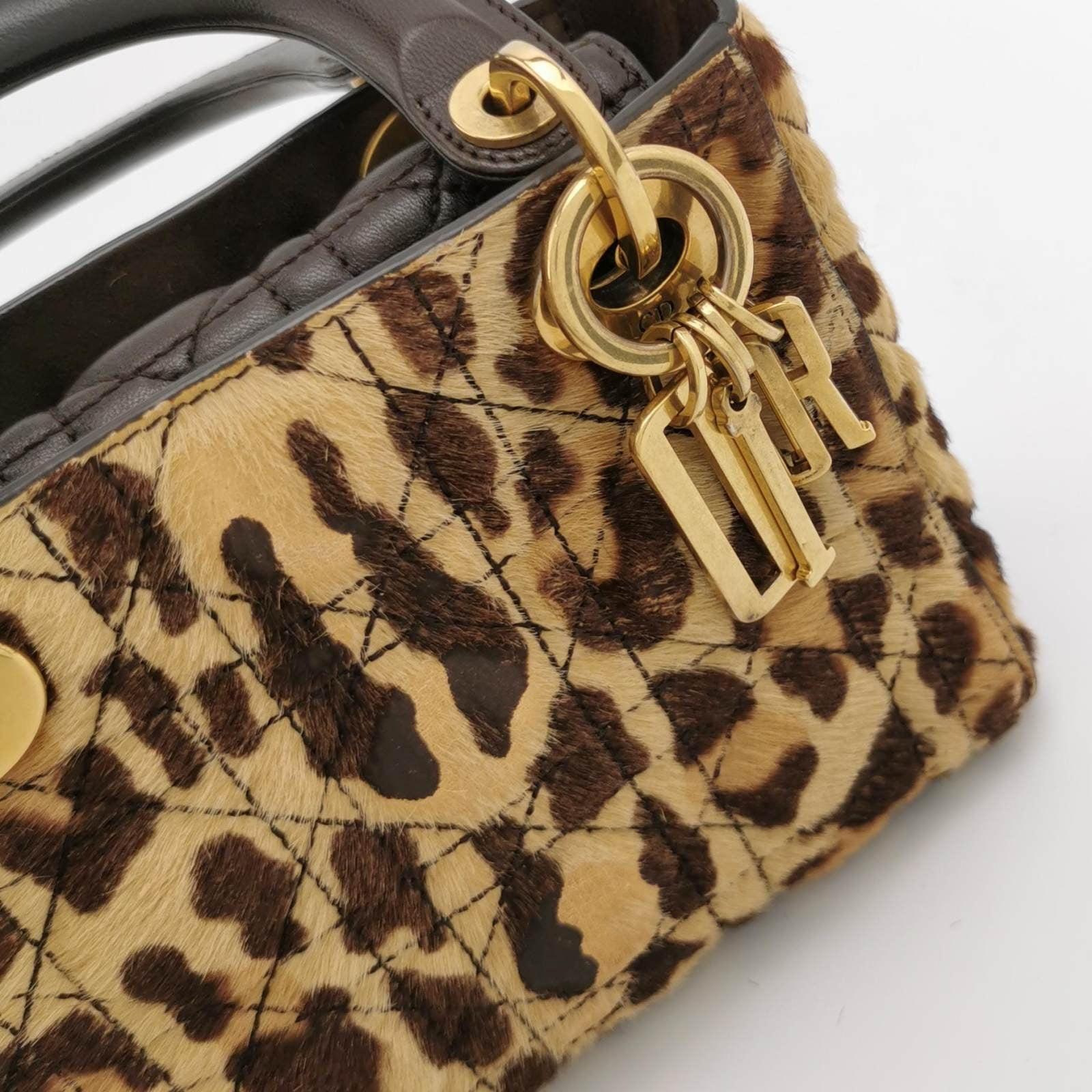 Lady Dior Mini Handbag Pony-style Calfskin Leather Leopard Print 4