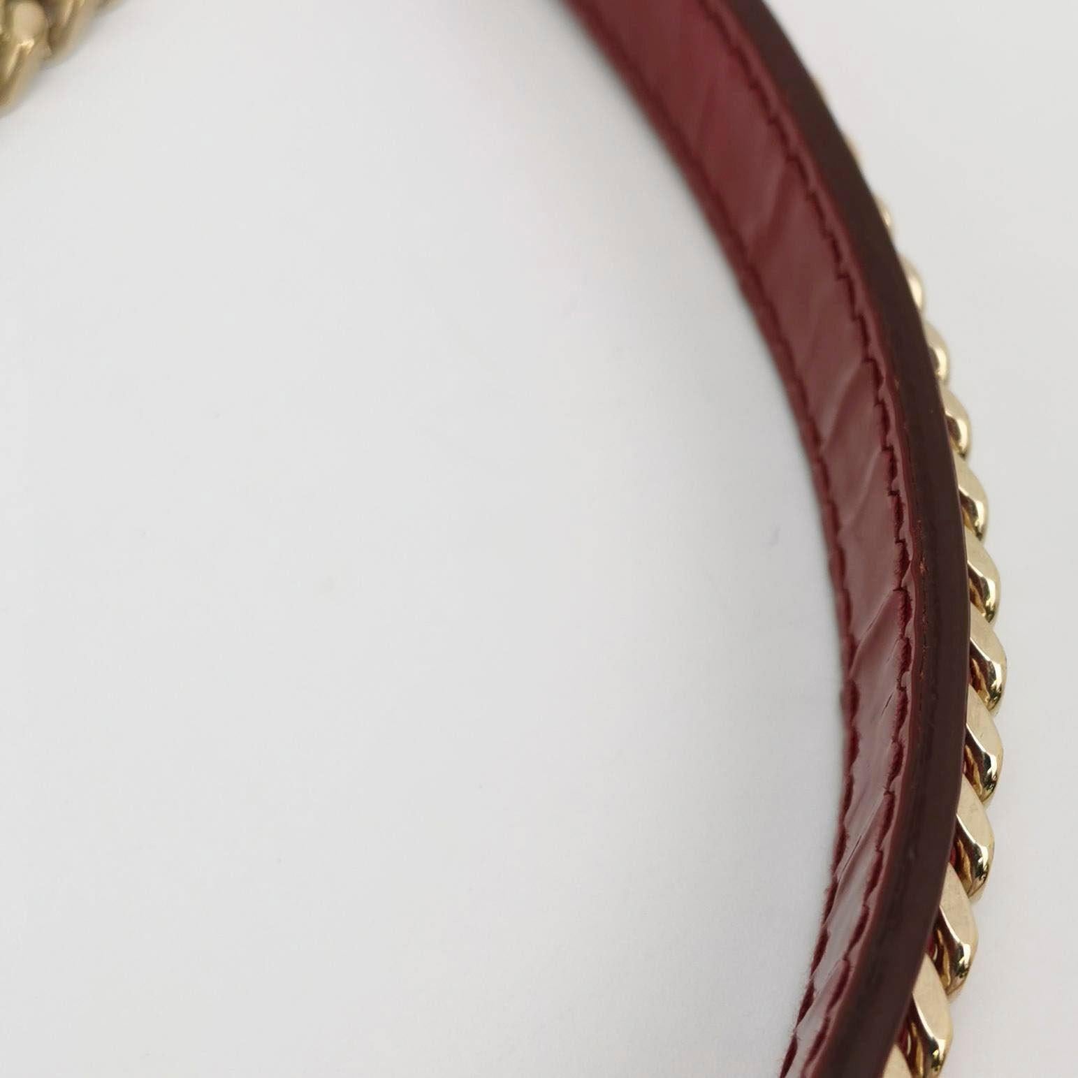 Lady Dior Mini Handbag Red Patent Leather Gold-tone Leather and Chain Strap For Sale 8