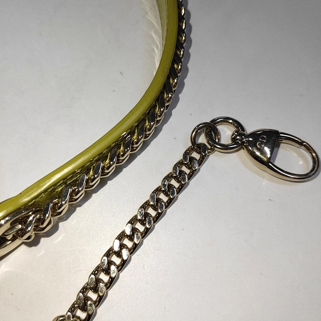 Lady Dior Mini Handbag Yellow Patent Leather Gold-tone Chain Strap 7