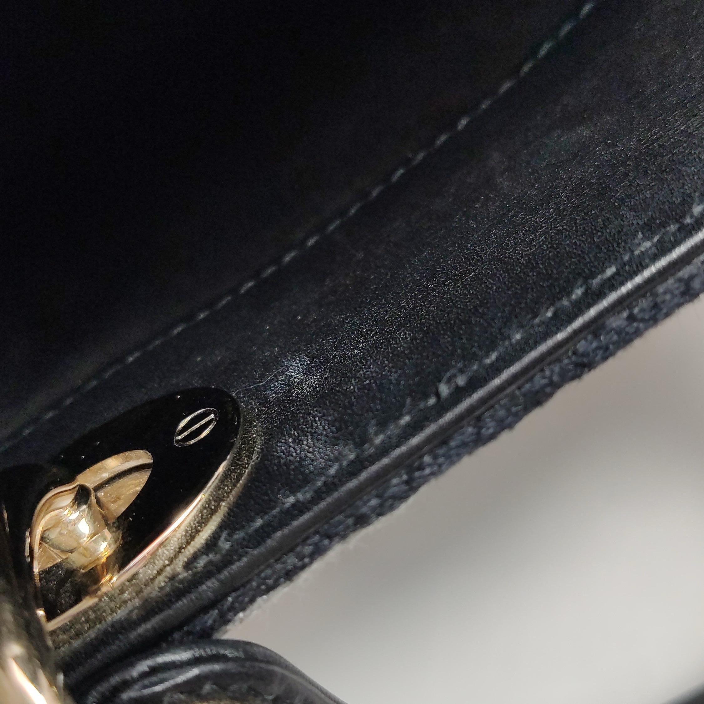 Lady Dior Mini Edition Limitée Sac à main en cuir noir multicolore avec perles 2018 en vente 5