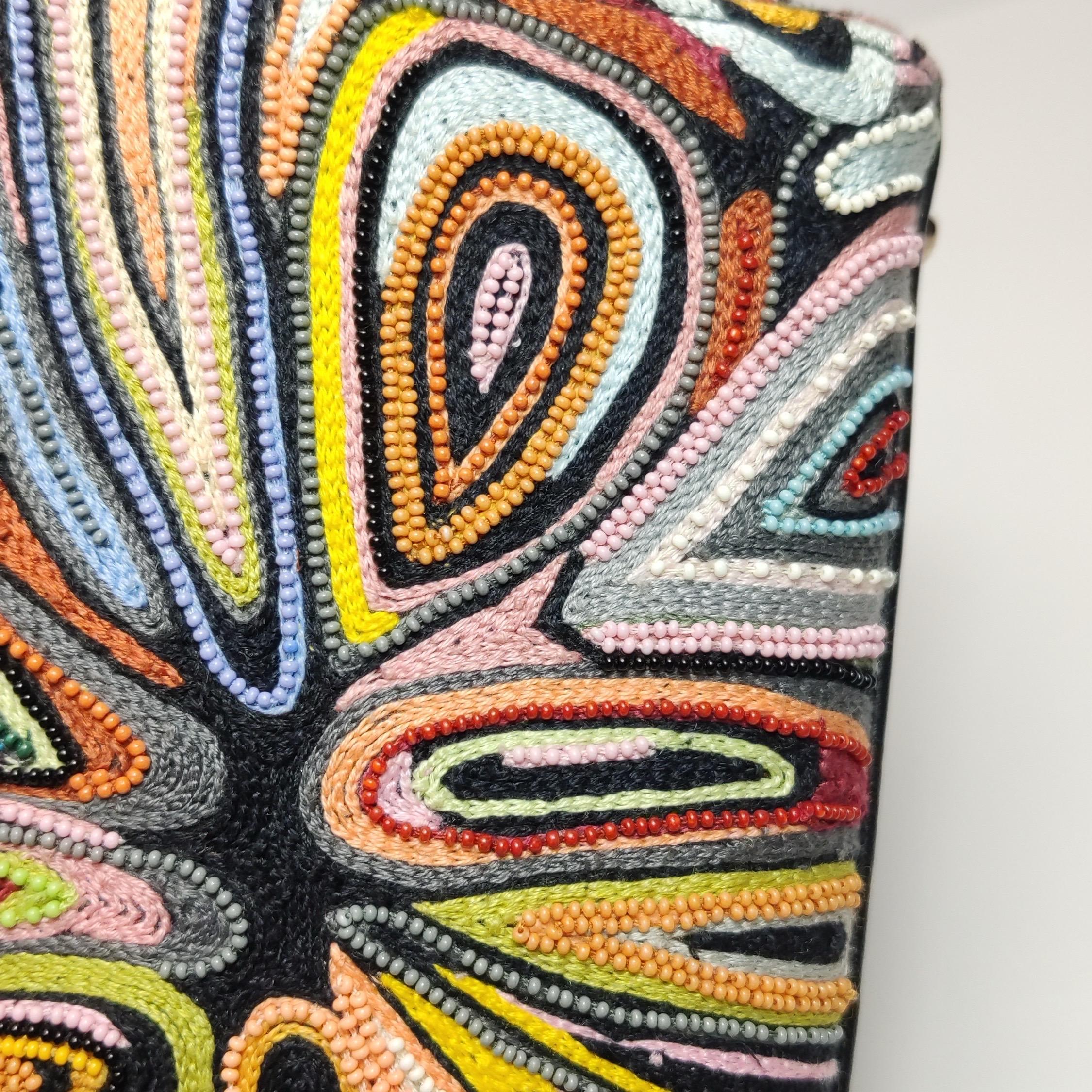 Lady Dior Mini Edition Limitée Sac à main en cuir noir multicolore avec perles 2018 en vente 13