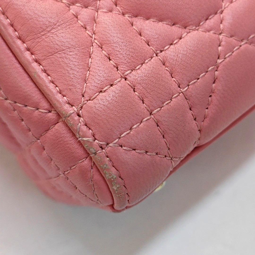 Lady Dior Mini Lipstick Pink Lambskin Leather Gold Hardware Chain Strap For Sale 7