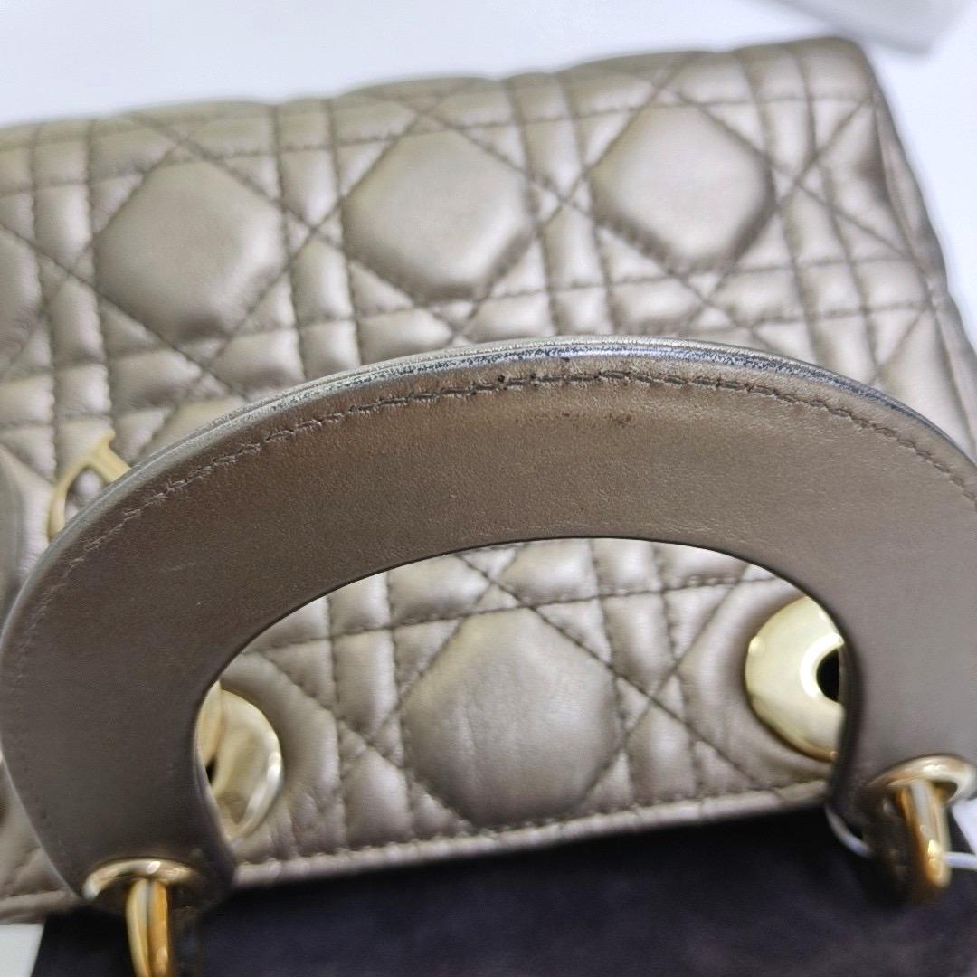 Lady Dior Mini Metal Copper Gold Cannage Lambskin Gold Hardware Chain Strap en vente 7