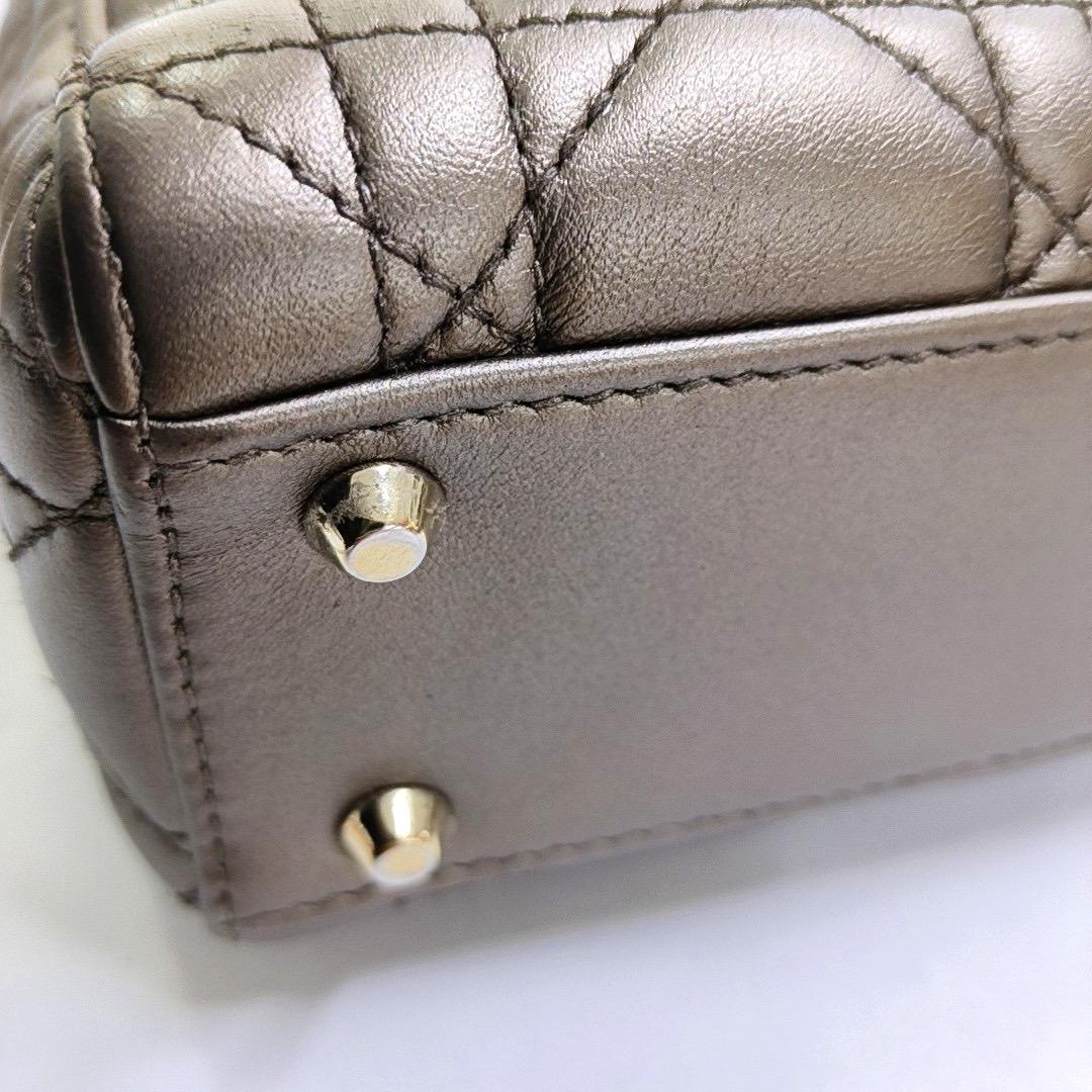 Lady Dior Mini Metal Copper Gold Cannage Lambskin Gold Hardware Chain Strap en vente 8