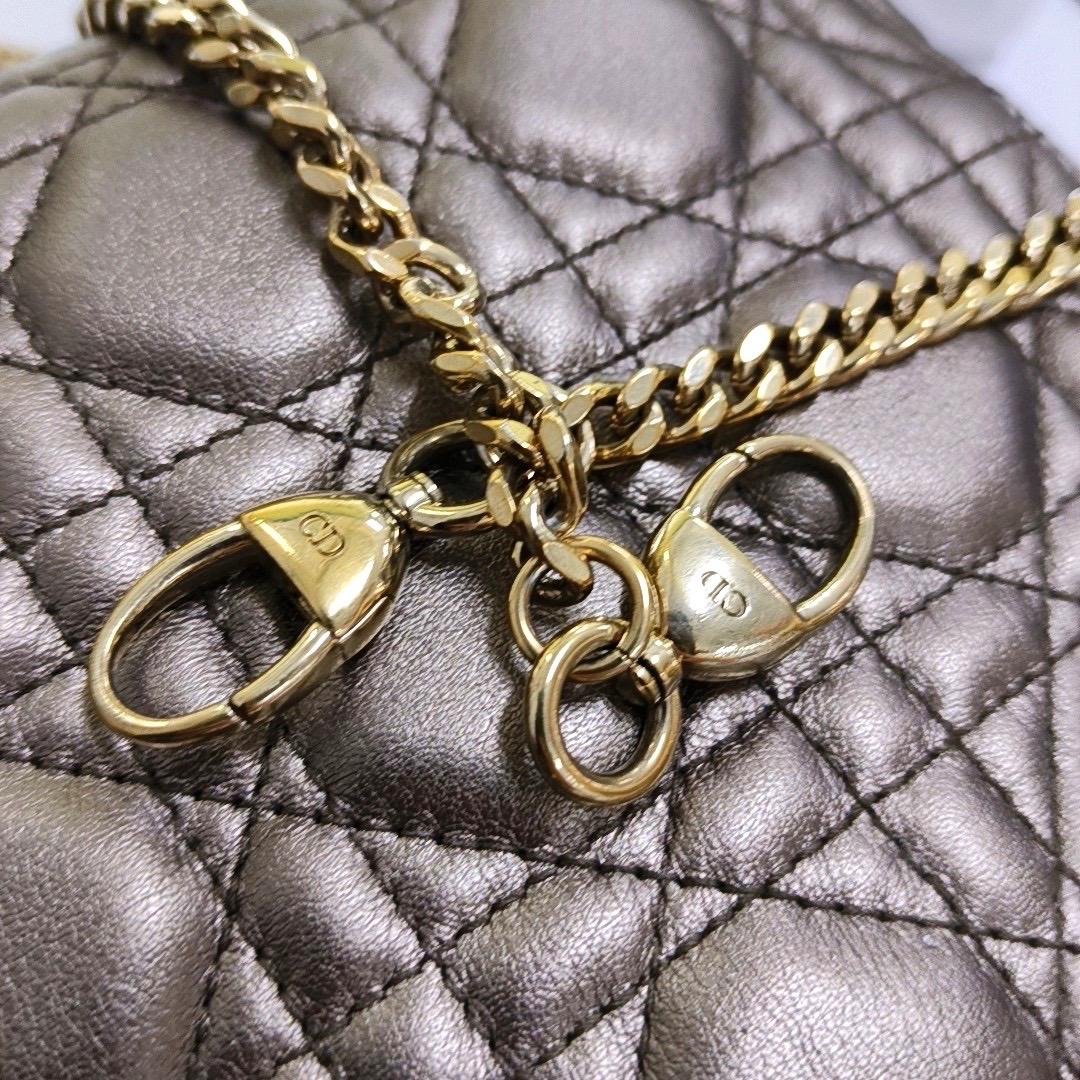 Lady Dior Mini Metal Copper Gold Cannage Lambskin Gold Hardware Chain Strap en vente 9