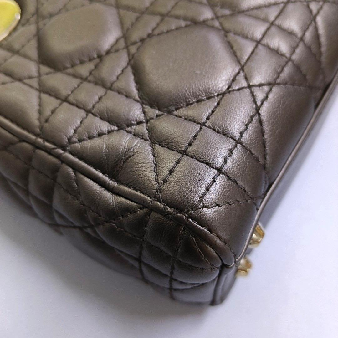 Lady Dior Mini Metal Copper Gold Cannage Lambskin Gold Hardware Chain Strap en vente 12