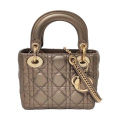 Lady Dior Mini Metal Copper Gold Cannage Lambskin Gold Hardware Chain Strap