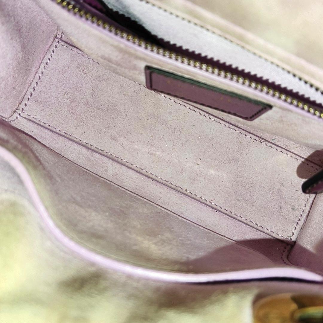 Lady Dior Mini Metallic Pink Cuir verni Gold Hardware Intérieur en daim 2018 en vente 5
