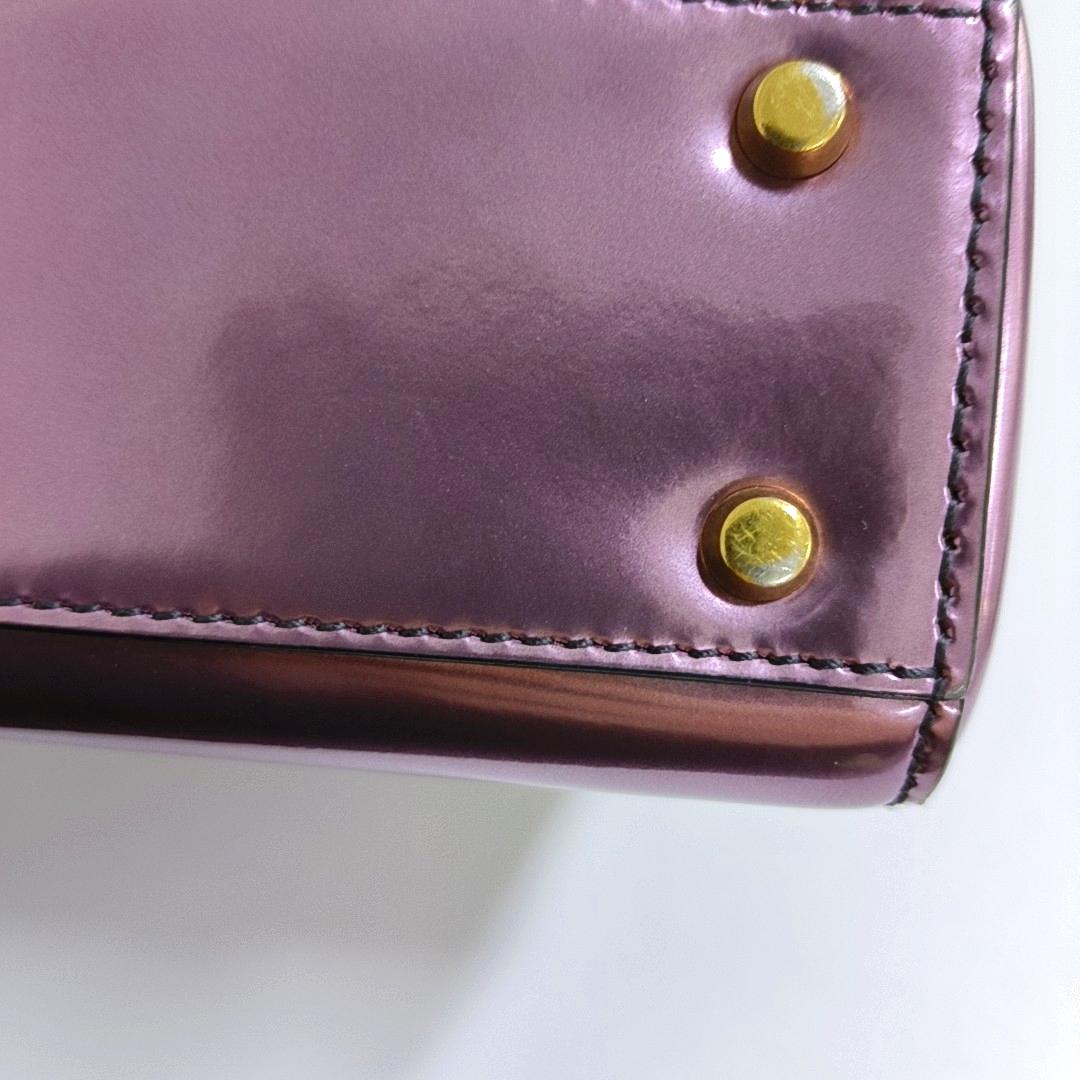 Lady Dior Mini Metallic Pink Cuir verni Gold Hardware Intérieur en daim 2018 en vente 7