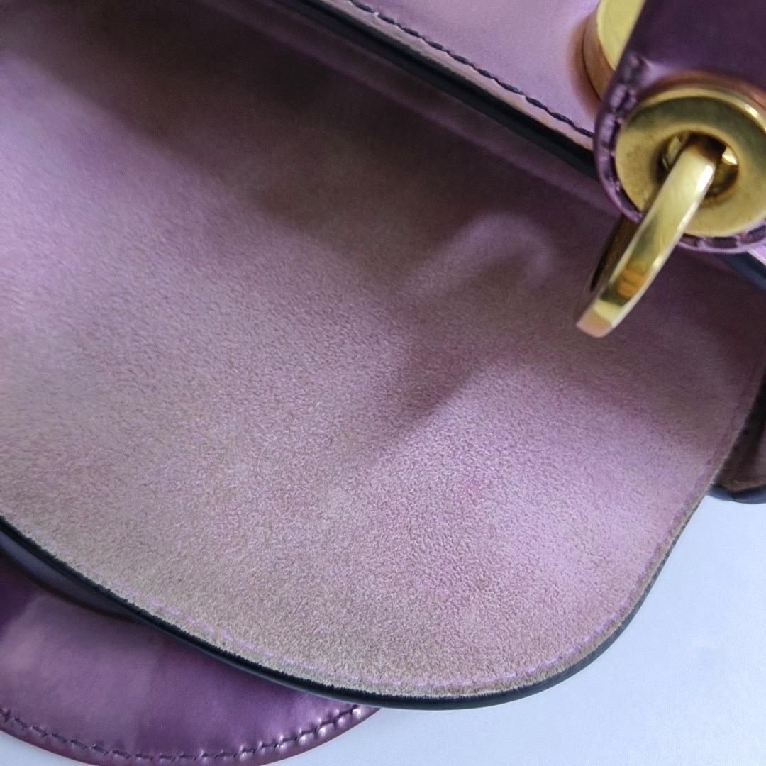 Lady Dior Mini Metallic Pink Cuir verni Gold Hardware Intérieur en daim 2018 en vente 13