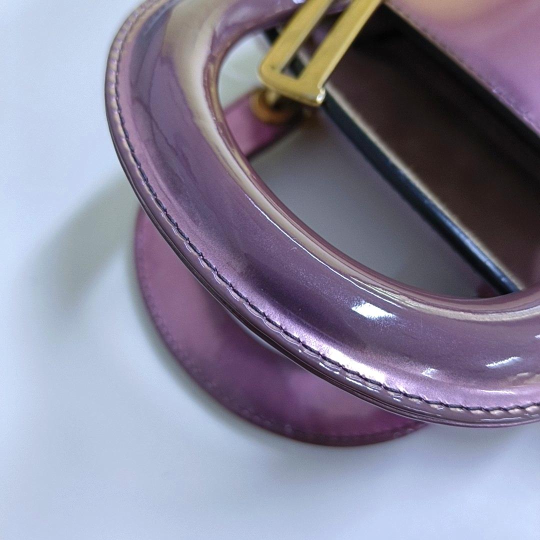 Lady Dior Mini Metallic Pink Cuir verni Gold Hardware Intérieur en daim 2018 en vente 3