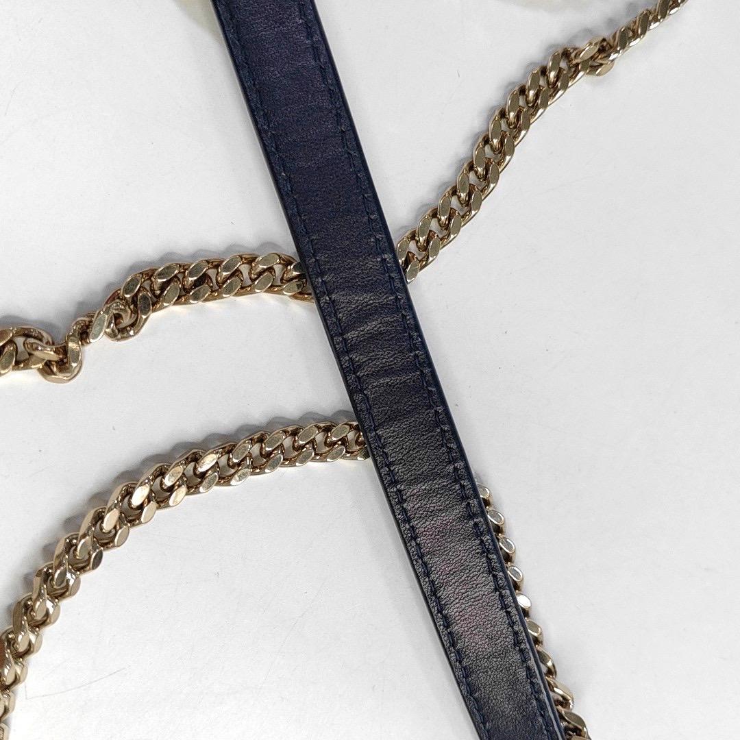 Lady Dior Mini Navy Lambskin Leather Gold Hardware Chain Strap For Sale 7