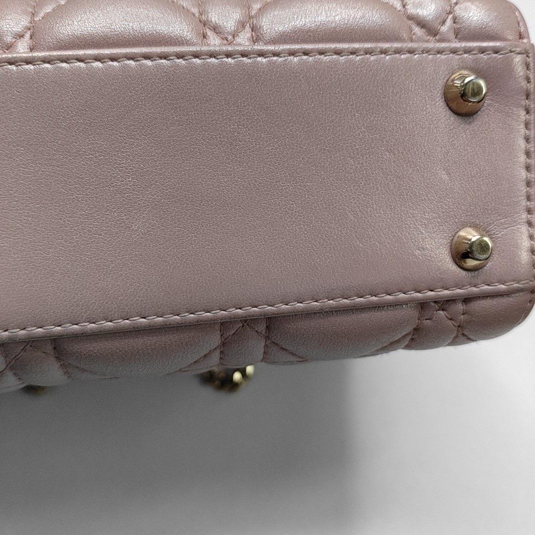Lady Dior Mini Pearlescent Pink Lambskin Leather Gold HW Chain Strap For Sale 9