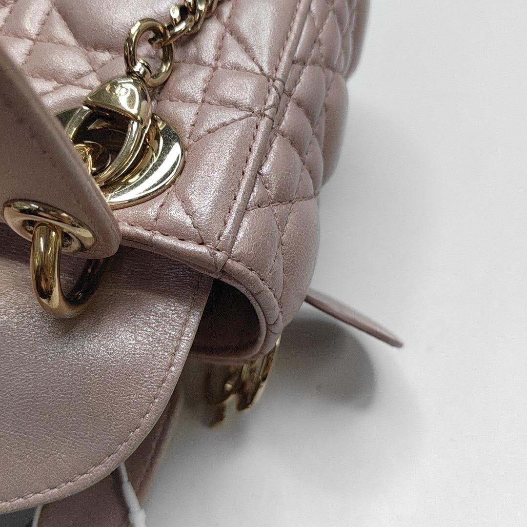 Lady Dior Mini Pearlescent Pink Lambskin Leather Gold HW Chain Strap For Sale 11