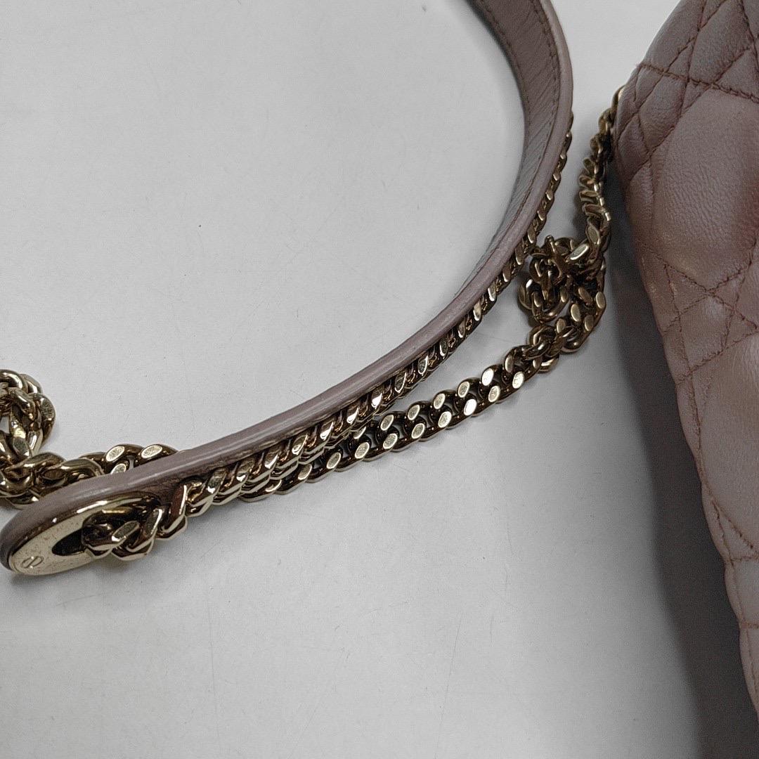 Lady Dior Mini Pearlescent Pink Lambskin Leather Gold HW Chain Strap For Sale 14