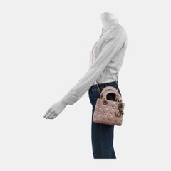 Lady Dior Mini Pearlescent Pink Lambskin Leather Gold HW Chain Strap