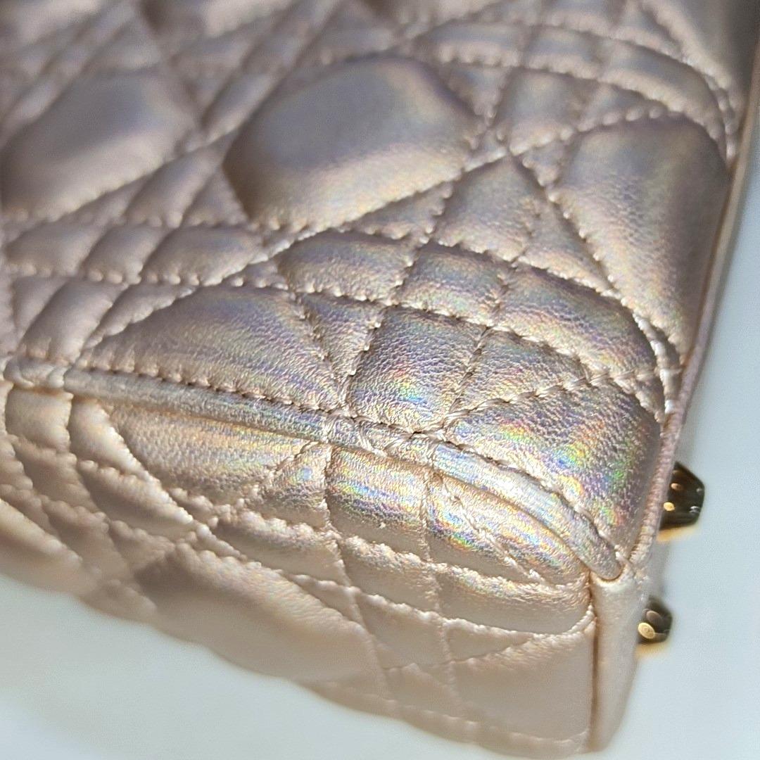Lady Dior Mini Pink Irediscent and Metallic Cannage Lambskin Handbag 9