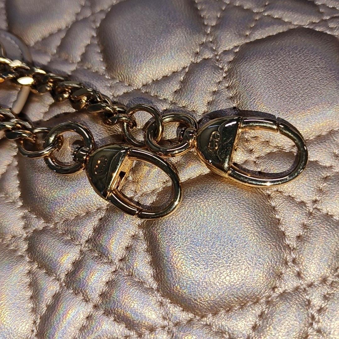 Lady Dior Mini Pink Irediscent and Metallic Cannage Lambskin Handbag For Sale 12