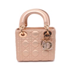 Lady Dior Mini Pink Irediscent and Metallic Cannage Lambskin Handbag
