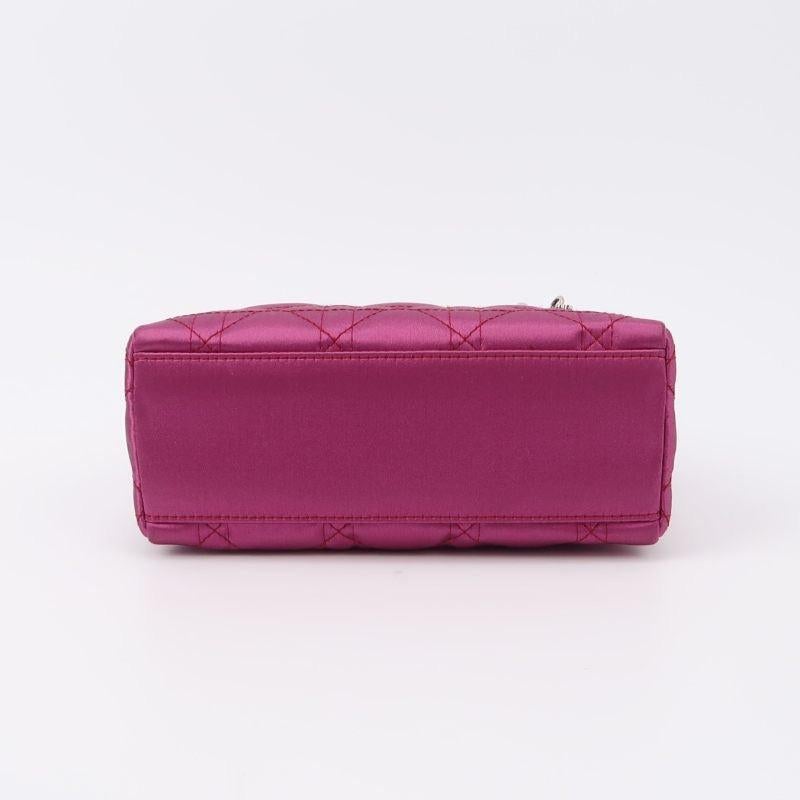 Women's Lady Dior Mini Pink Silk with Silver Hardware For Sale