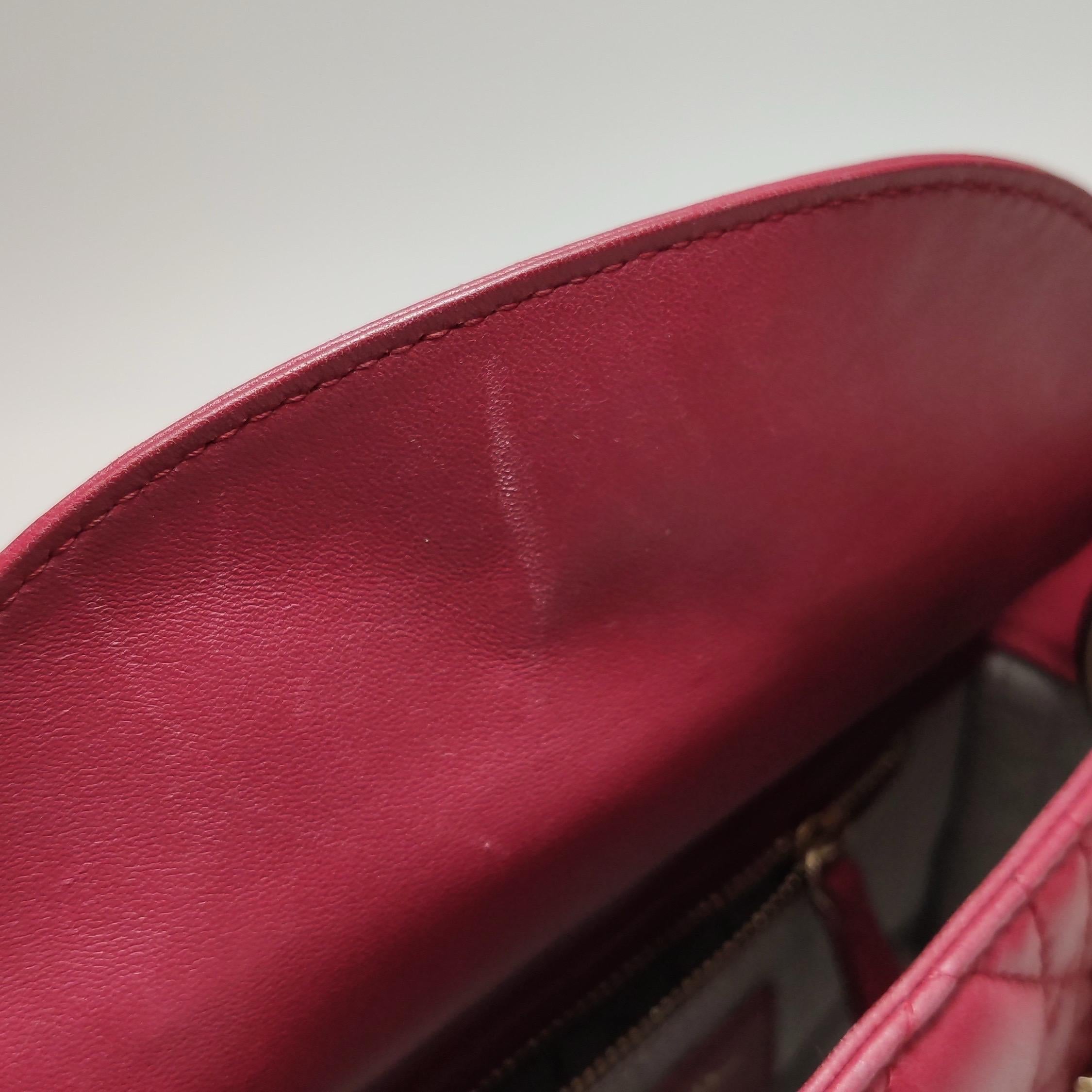 Lady Dior Mini Red Lambskin Leather Gold HW Chain Strap For Sale 6