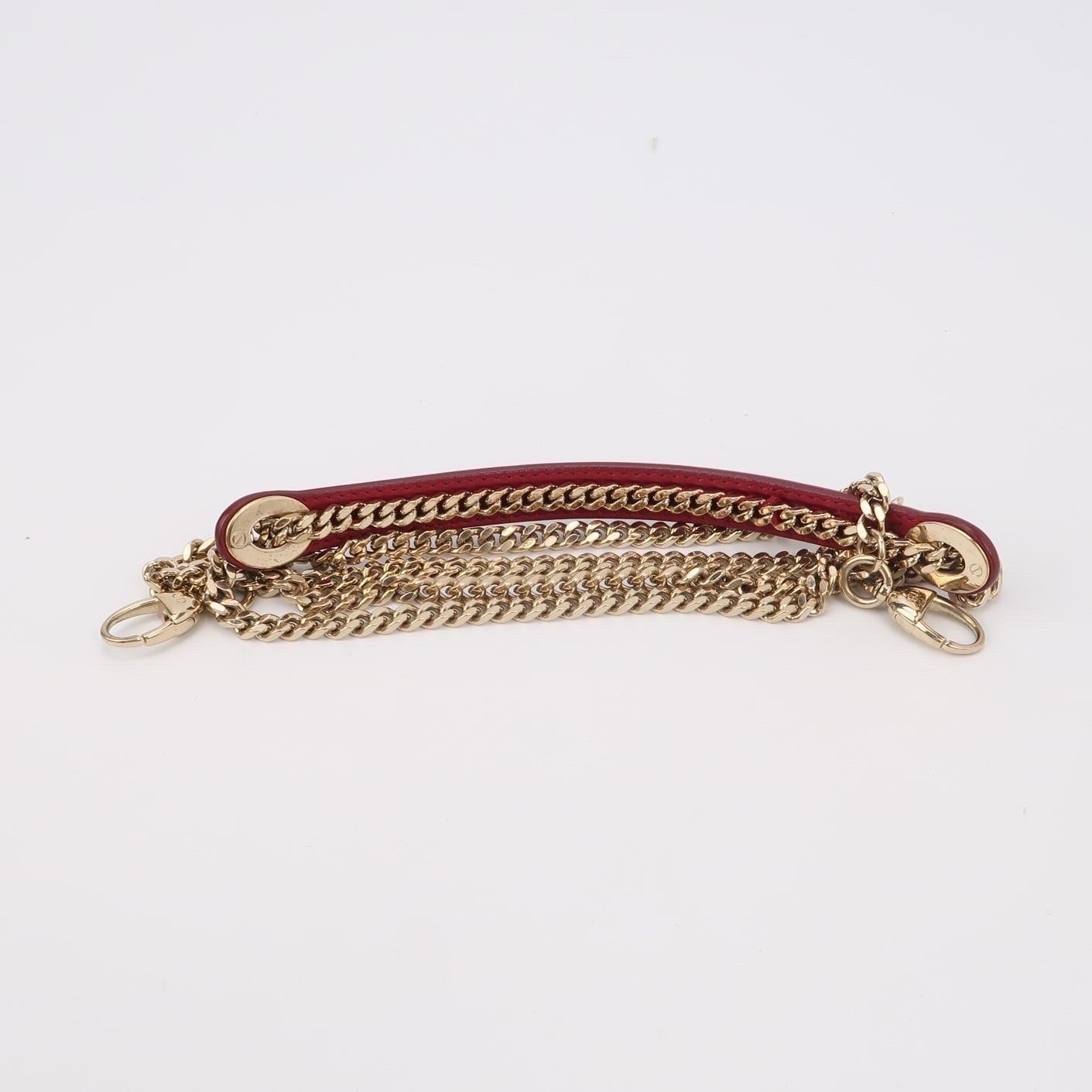 Lady Dior Mini Red Lambskin Leather Gold HW Chain Strap For Sale 8