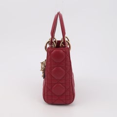 Lady Dior Mini Red Lambskin Leather Gold HW Chain Strap
