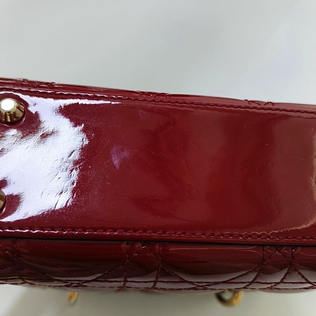 Lady Dior Mini Red Patent Leather Gold HW Chain Strap 10