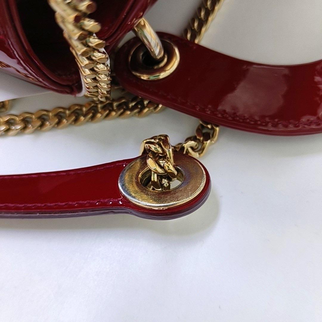 Lady Dior Mini Red Patent Leather Gold HW Chain Strap 14
