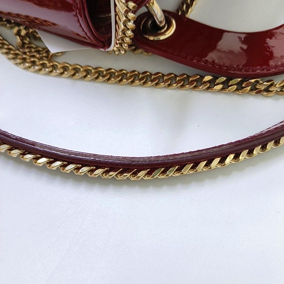 Lady Dior Mini Red Patent Leather Gold HW Chain Strap 15