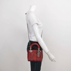 Lady Dior Mini Red Studded Flower Bag 2017 Dior Cruise Collection