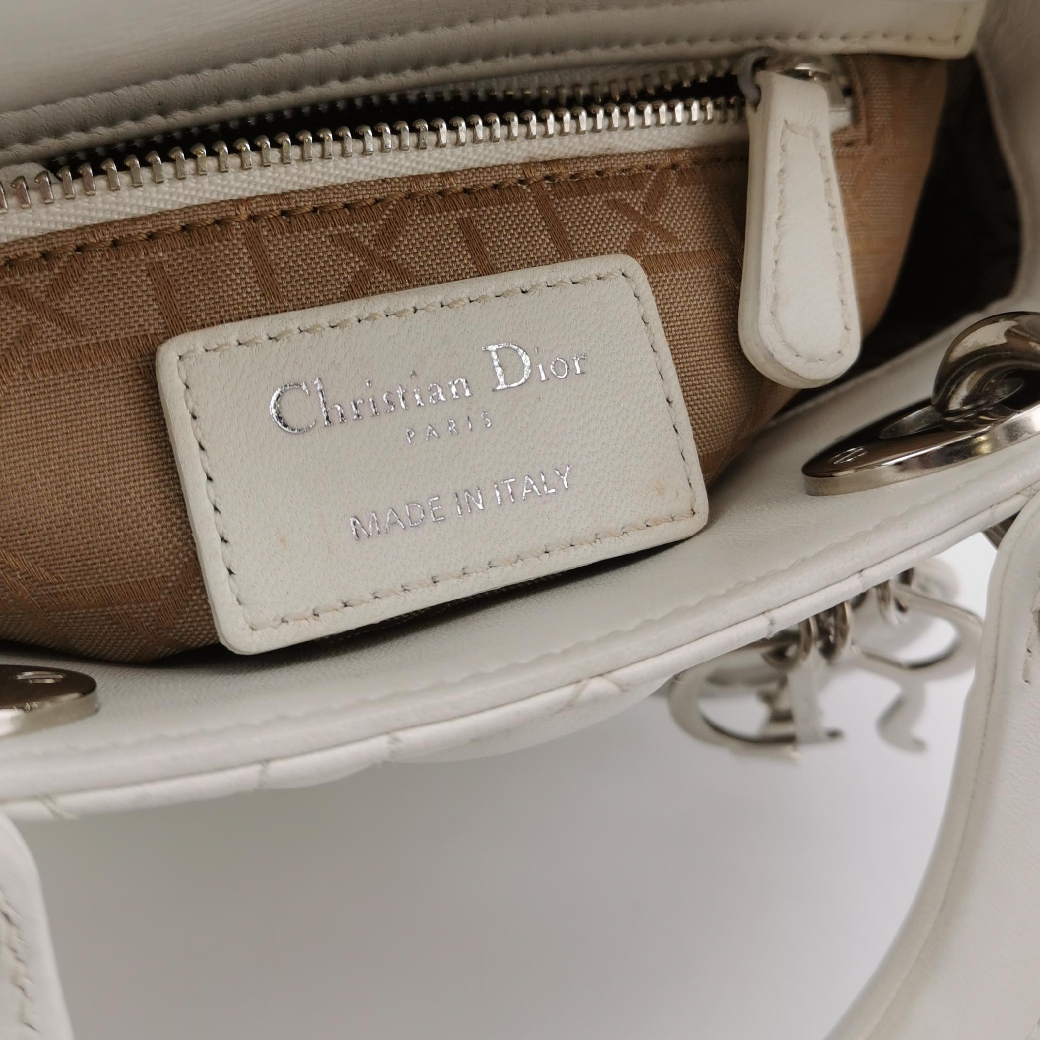 Lady Dior Mini White Lambskin Leather Silver HW Chain Strap 2018 5
