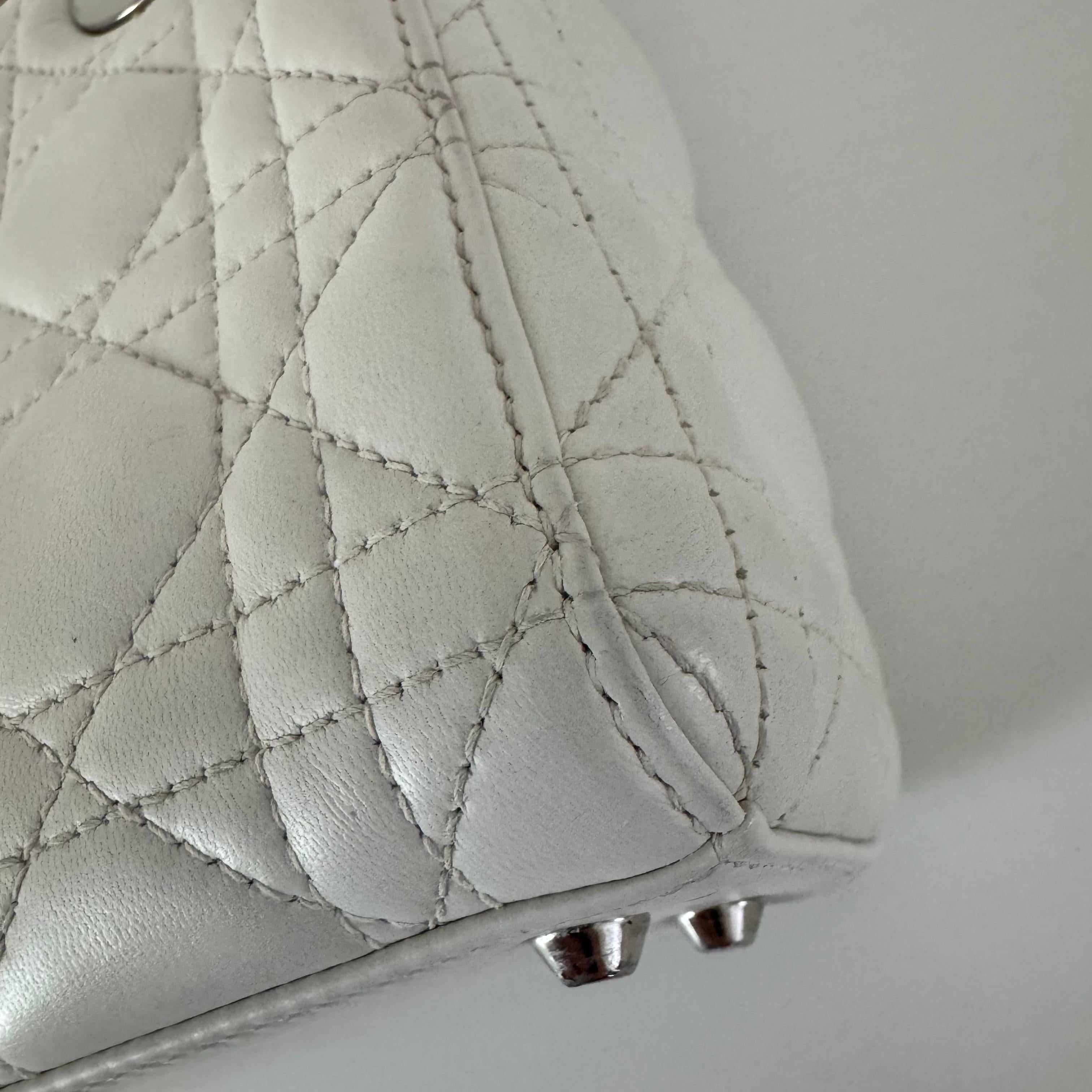 Lady Dior Mini White Lambskin Leather Silver HW Chain Strap 2018 6