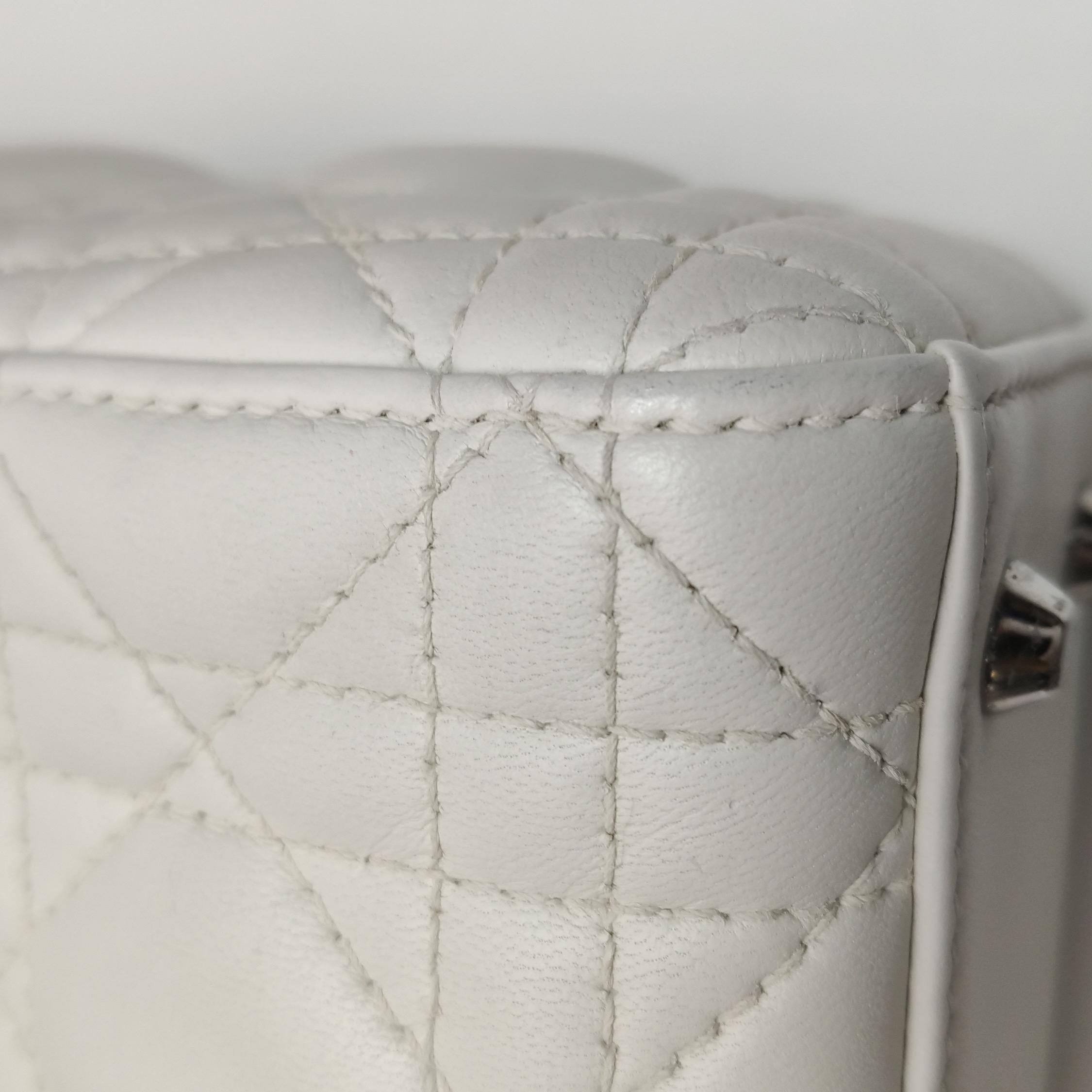 Lady Dior Mini White Lambskin Leather Silver HW Chain Strap 2018 14