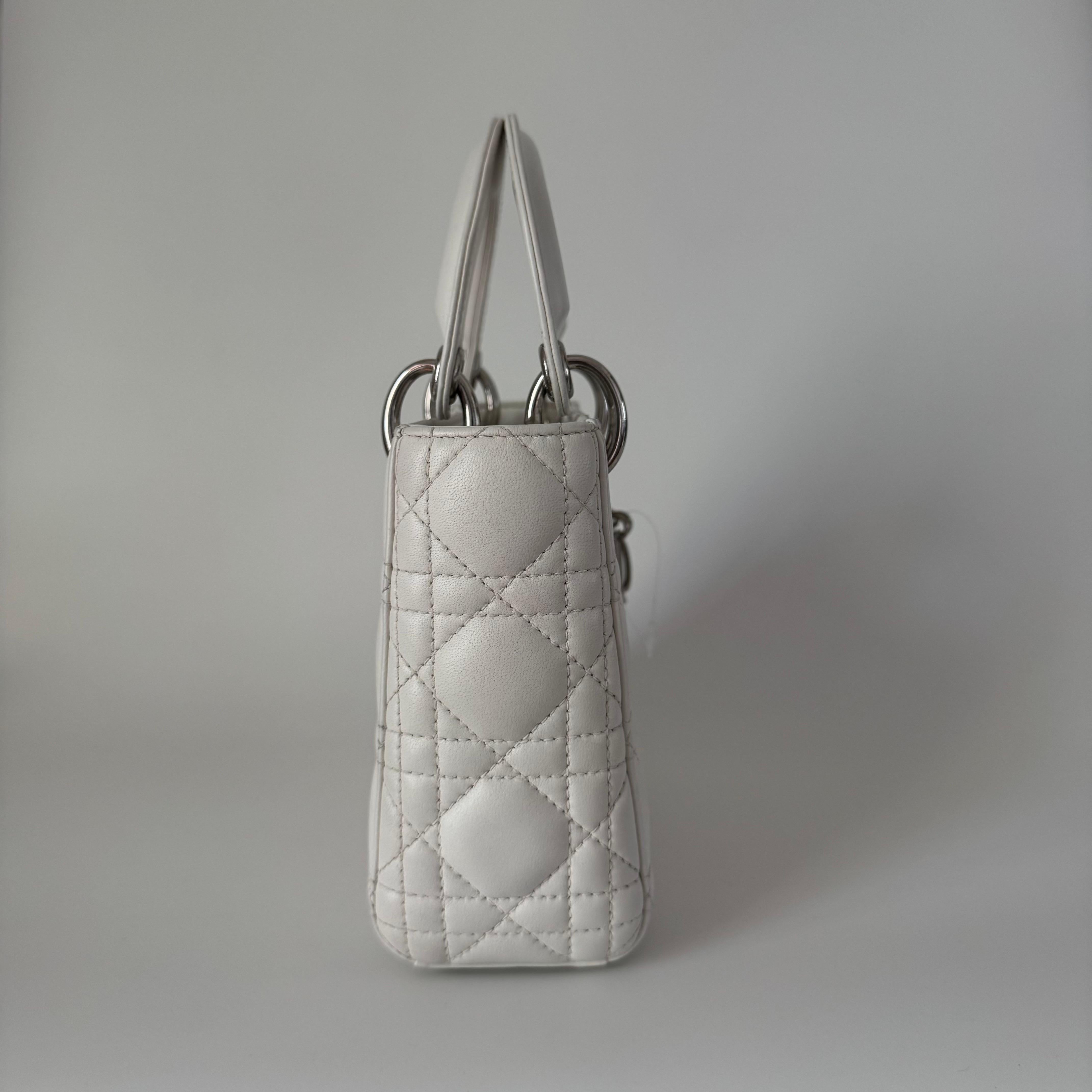 Lady Dior Mini White Lambskin Leather Silver HW Chain Strap 2018 1