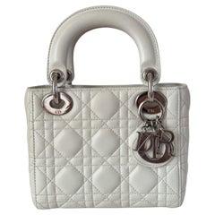 Lady Dior Mini White Lambskin Leather Silver HW Chain Strap 2018
