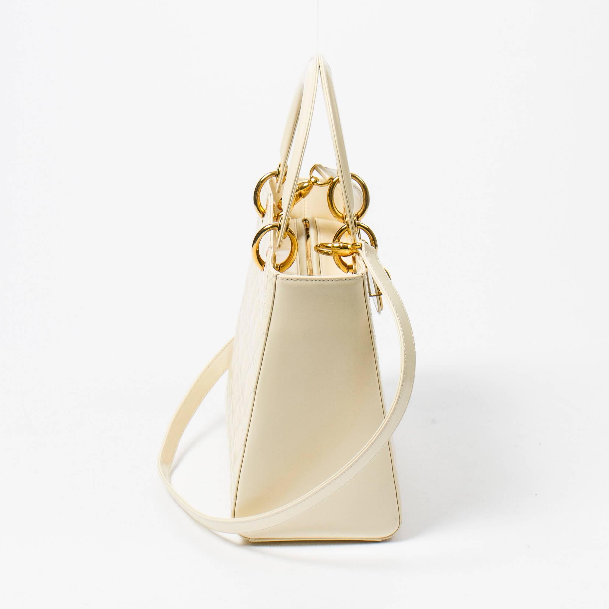 Women's Lady Dior MM in vanilla matte cannage leather