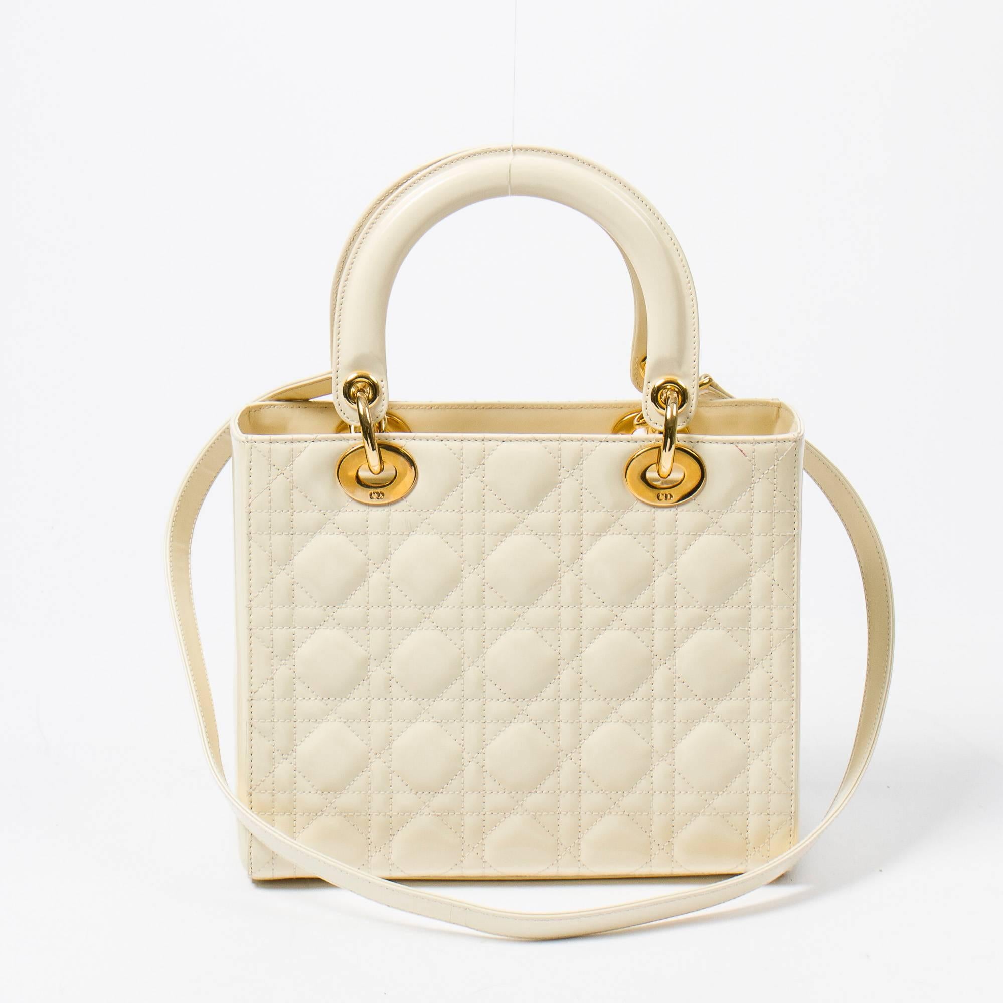 Lady Dior MM in vanilla matte cannage leather 1