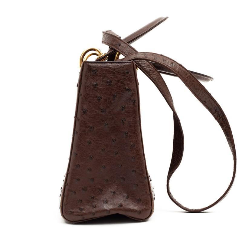 Lady Dior Ostrich Cocoa Brown Handbag 3