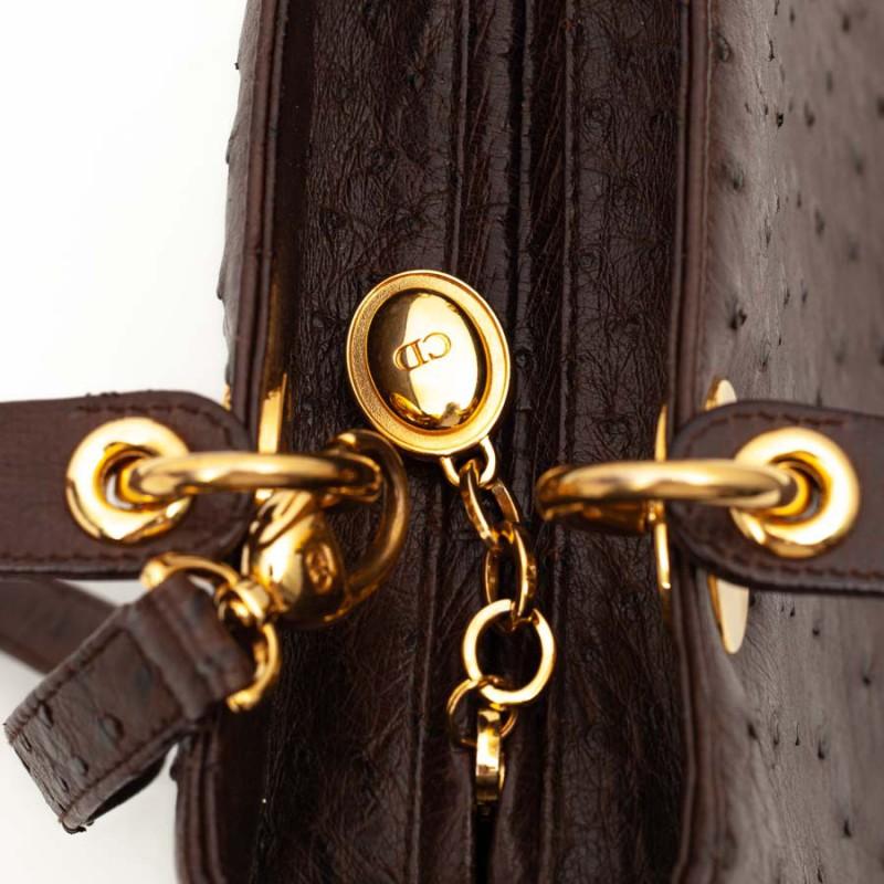 Lady Dior Ostrich Cocoa Brown Handbag 7