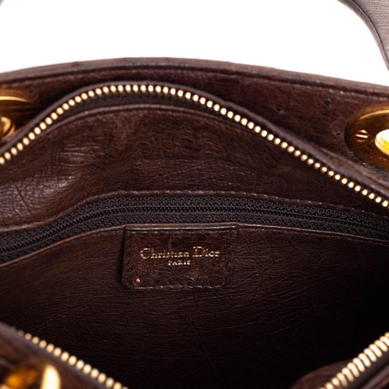 Lady Dior Ostrich Cocoa Brown Handbag 8