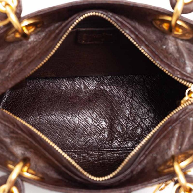 Lady Dior Ostrich Cocoa Brown Handbag 9