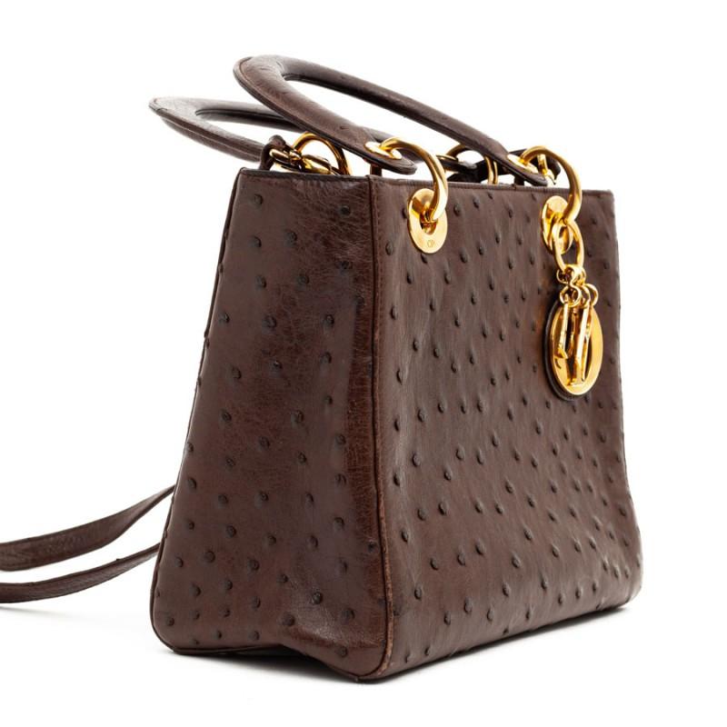 Lady Dior Ostrich Cocoa Brown Handbag 1