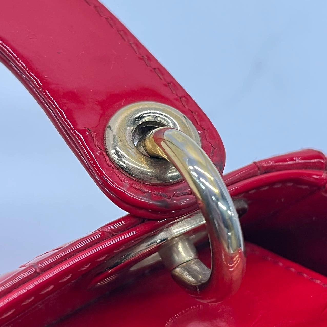 Lady Dior Patent Leather Red Mini handbag with gold hardware 6
