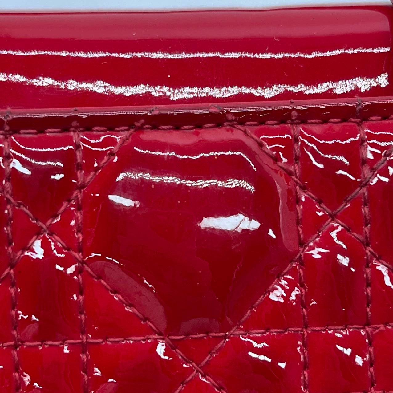 Lady Dior Patent Leather Red Mini handbag with gold hardware 8