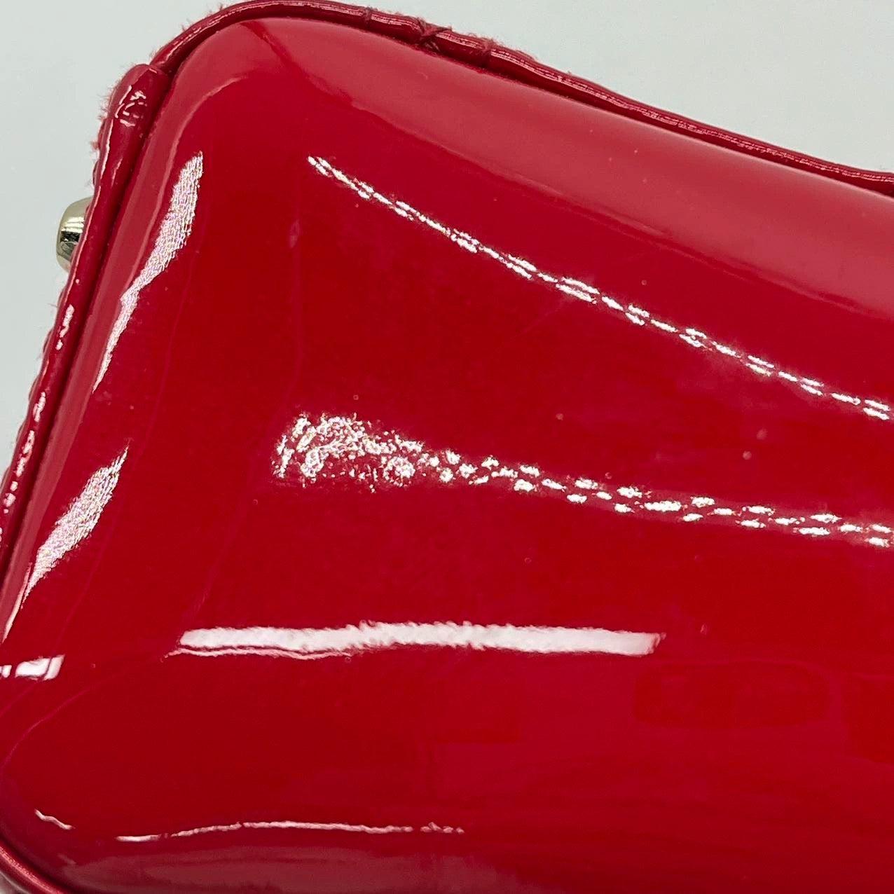 Lady Dior Patent Leather Red Mini handbag with gold hardware 12