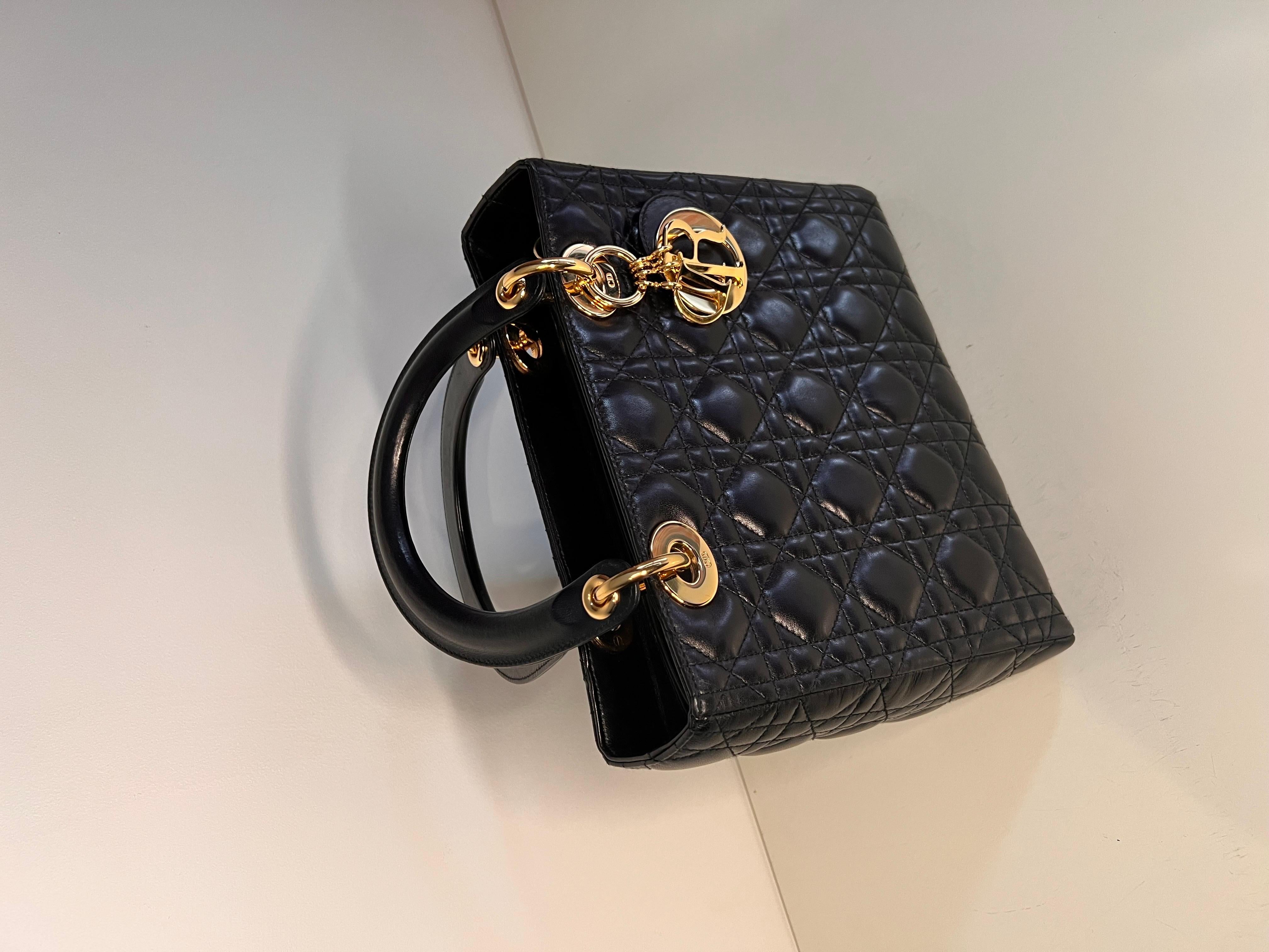 Lady DIOR quilted handbag with gold hardware, famously worn by Princess Diana  6